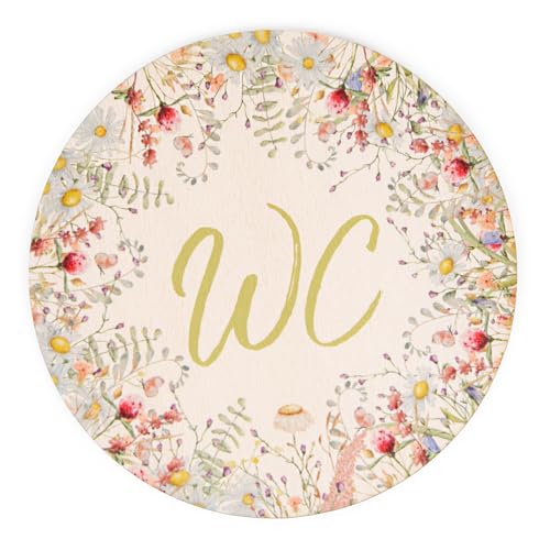 Logbuch-Verlag WC Schild Unisex Toilettenschild selbstklebend aus Holz rund 15 cm floral Türschild Toilette bunt von Logbuch-Verlag