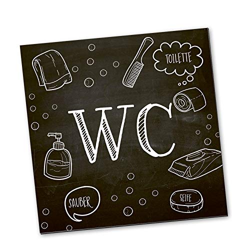 Logbuch-Verlag WC-Schild schwarz weiß Gäste-WC Toiletten Schild unisex für Männer und Frauen quadratisch 14 cm Alu selbstklebend von Logbuch-Verlag