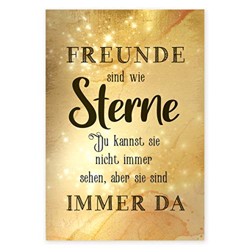 Logbuch-Verlag Freunde sind wie Sterne Geschenk Bild gold aus Metall Geburtstag selbstklebend 21 x 31 cm Deko Wandbild von Logbuch-Verlag