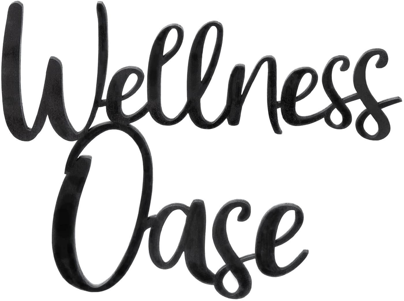 Logbuch-Verlag Wanddekoobjekt Holzschild WELLNESSOASE schwarz 25 cm Wand Schild (1 St), filigranes Tür Schild von Logbuch-Verlag