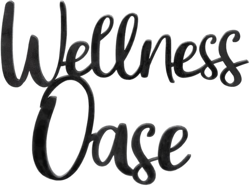 Logbuch-Verlag Wanddekoobjekt Holzschild WELLNESSOASE schwarz 25 cm Wand Schild (1 St), filigranes Tür Schild von Logbuch-Verlag