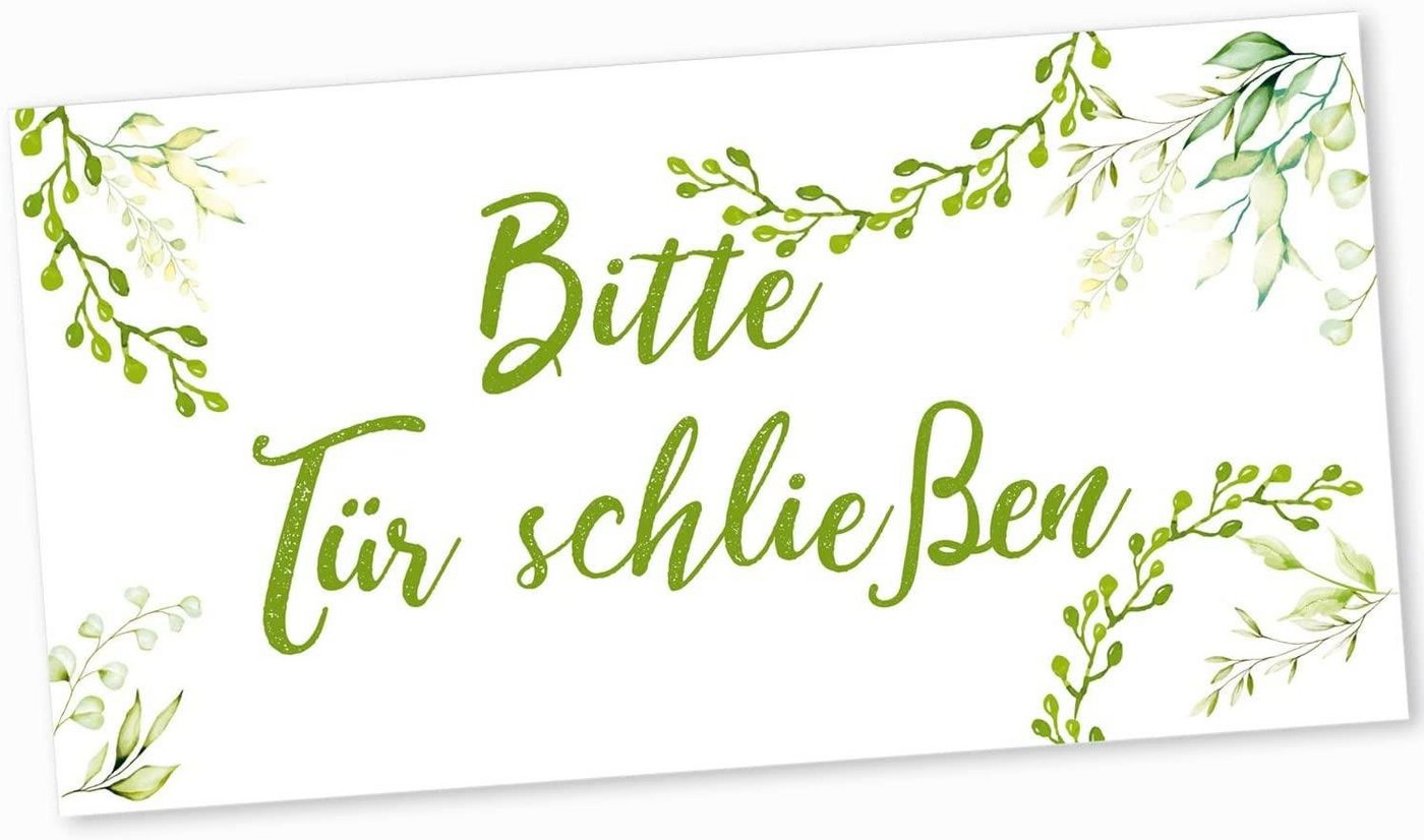 Logbuch-Verlag Wanddekoobjekt Schild Bitte Tür schließen - grün weiß floral von Logbuch-Verlag