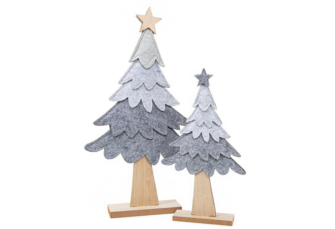 Logbuch-Verlag Weihnachtsfigur 2 Tannenbaum Figuren Set aus Filz & Holz, grau, 40 x 22 x 5 cm und 26 Logbuch-Verlag Weihnachtsfigur 2 Tannenbaum Figuren Set aus Filz & Holz, grau, 40 x 22 x 5 cm und 26 von Logbuch-Verlag