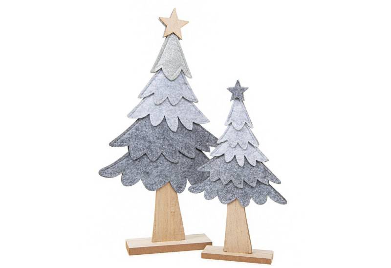 Logbuch-Verlag Weihnachtsfigur 2 Tannenbaum Figuren Set aus Filz & Holz, grau, 40 x 22 x 5 cm und 26 Logbuch-Verlag Weihnachtsfigur 2 Tannenbaum Figuren Set aus Filz & Holz, grau, 40 x 22 x 5 cm und 26 von Logbuch-Verlag
