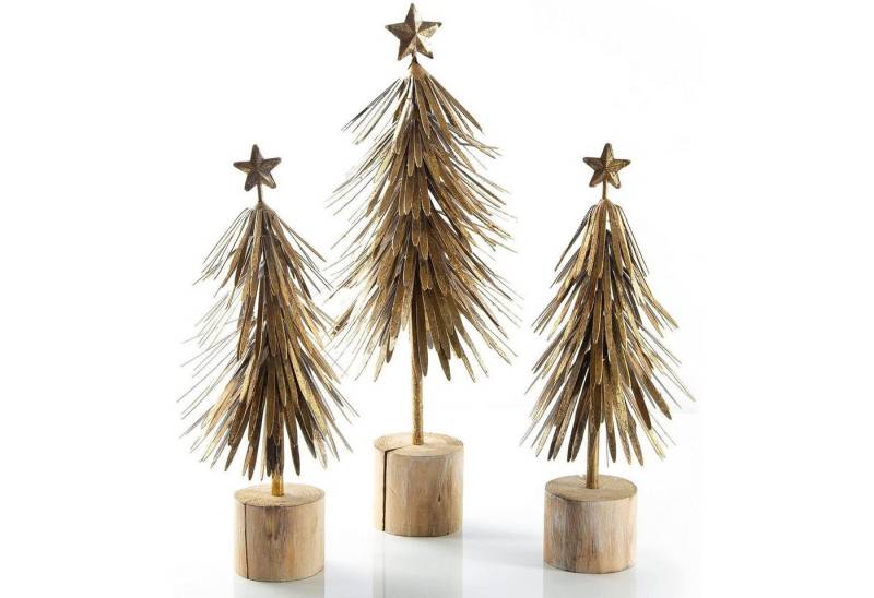 Logbuch-Verlag Dekofigur 3 Vintage Bäume aus Metall - als Weihnachtsdeko stehend 30 cm (2x) und von Logbuch-Verlag