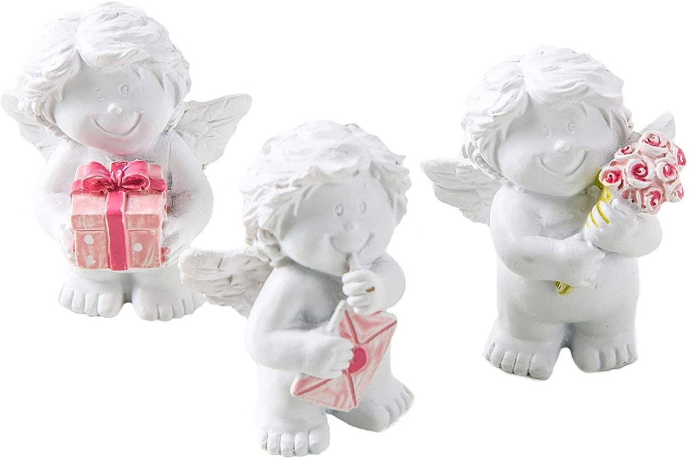 Logbuch-Verlag Weihnachtsfigur 3 kleine Mini Engel 5 cm weiß rosa Gastgeschenk (3 St) von Logbuch-Verlag