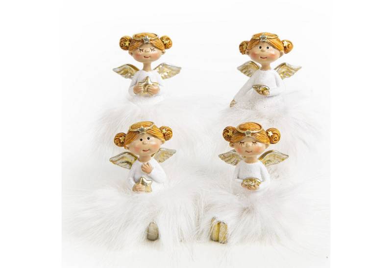 Logbuch-Verlag Engelfigur 4 Engel mit Federkleid weiß gold Schutzengel Kommunion 10 cm von Logbuch-Verlag