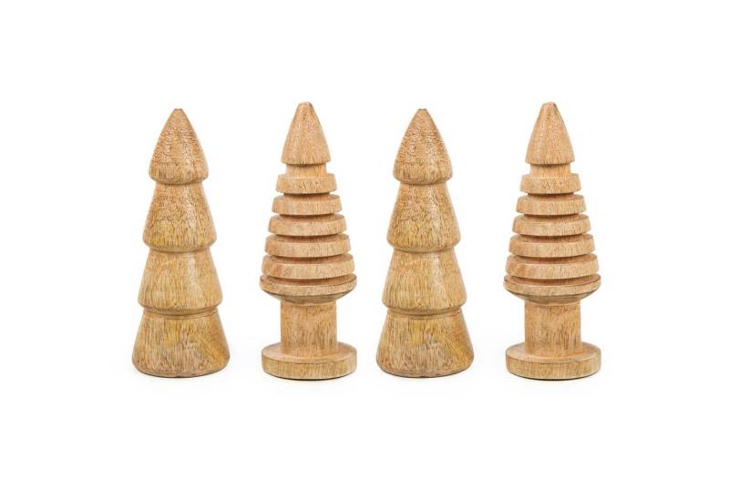 Logbuch-Verlag Dekofigur 4 Holz Bäume Weihnachtsbaum Figur Dekoration braun Natur gedrechselt von Logbuch-Verlag