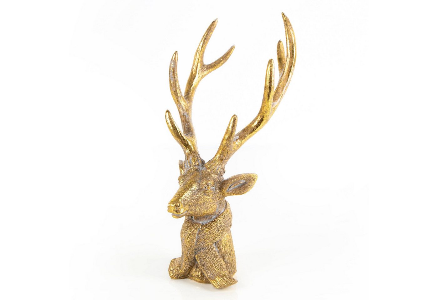 Logbuch-Verlag Dekofigur Großer Hirsch Kopf mit Geweih Gold edel Weihnachten 30 cm von Logbuch-Verlag