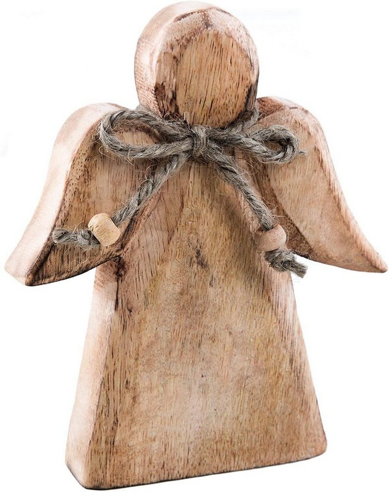 Logbuch-Verlag Weihnachtsfigur Engel Figur 15 cm aus Holz (1 St), mit Schleife von Logbuch-Verlag