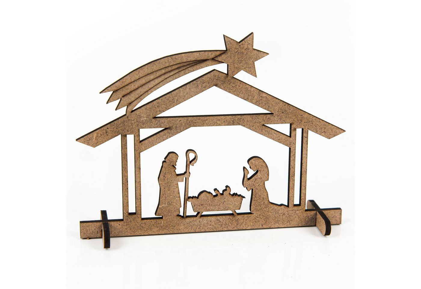 Logbuch-Verlag Weihnachtsfigur Weihnachtskrippe Miniatur aus Holz braun 12,5 cm (Spar-Set, 3 St), Krippe zum Hinstellen - flach geliefert von Logbuch-Verlag