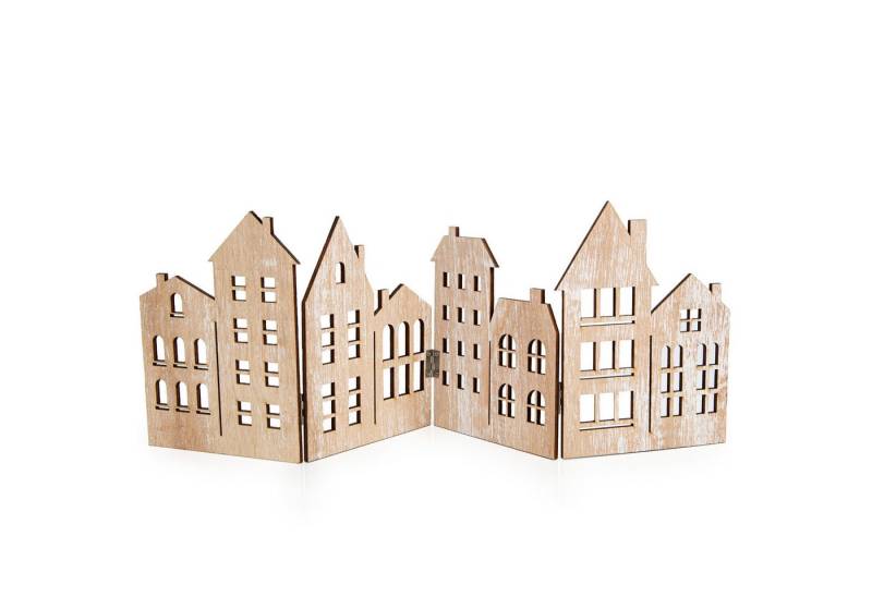 Logbuch-Verlag Weihnachtsfigur Weihnachtsdeko Häuserzeile aus Holz 57 x 20 cm (1 St), ideal für Teelichter und klappbar von Logbuch-Verlag