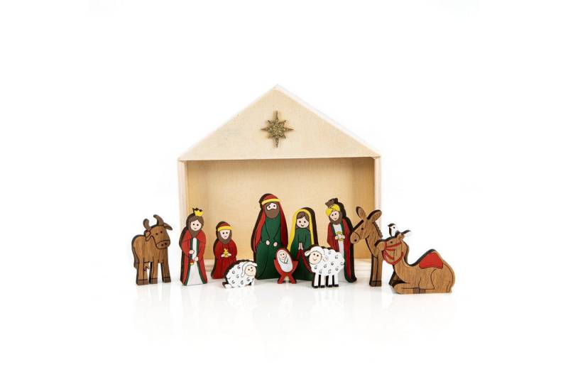Logbuch-Verlag Dekofigur Weihnachtskrippe Heilige Familie im Stall 12-teilig aus Holz Logbuch-Verlag Dekofigur Weihnachtskrippe Heilige Familie im Stall 12-teilig aus Holz von Logbuch-Verlag