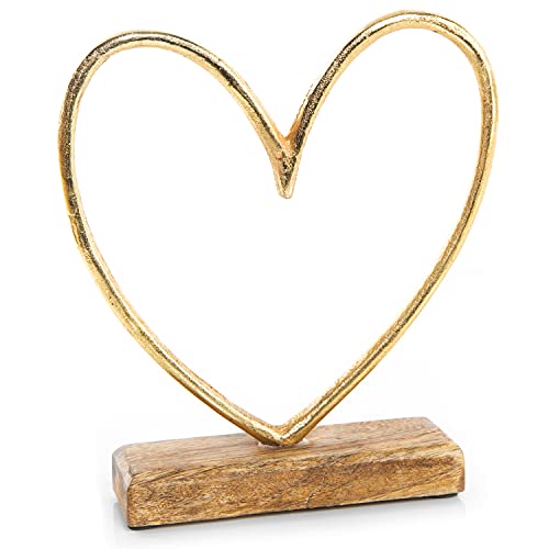 Deko-Figur Herz: Dekofigur zum Hinstellen, Skulptur Metall & Holz, Geschenk Hochzeit & Geburtstag & Valentinstag, Dekoration Wohnzimmer & Flur, Dekofiguren Modern, Holzdeko Sideboard, 23 x 20 x 5 cm von Logbuch-Verlag