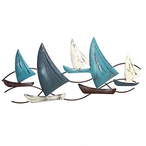 Logbuch-Verlag große Wandskulptur Segelschiffe Wandbild blau weiß Wanddeko Schiffe Boote maritime Deko zum Aufhängen 48,5 cm von Logbuch-Verlag