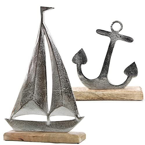 Logbuch-Verlag Segler Geschenk Segelboot + Anker Metall Segeln Segelschiff Hafen der Ehe Hochzeit Aluminium 40 + 26 cm von Logbuch-Verlag