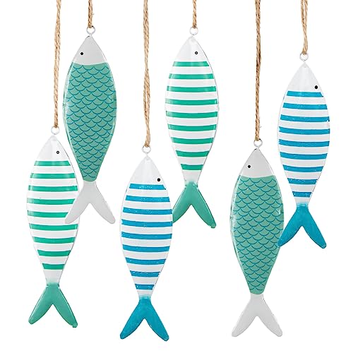 Maritime Fische zum Aufhängen, 6 Stück: Maritim-Deko aus Metall, Meeres-Dekoration Badezimmer & Wohnzimmer, Meer, Strand, Sommer, Bad Hängedeko, Maritimdeko Innen & Geschenke, Baddeko, 12 x 3,5 cm Maritime Fische zum Aufhängen, 6 Stück: Maritim-Deko aus Metall, Meeres-Dekoration Badezimmer & Wohnzimmer, Meer, Strand, Sommer, Bad Hängedeko, Maritimdeko Innen & Geschenke, Baddeko, 12 x 3,5 cm von Logbuch-Verlag