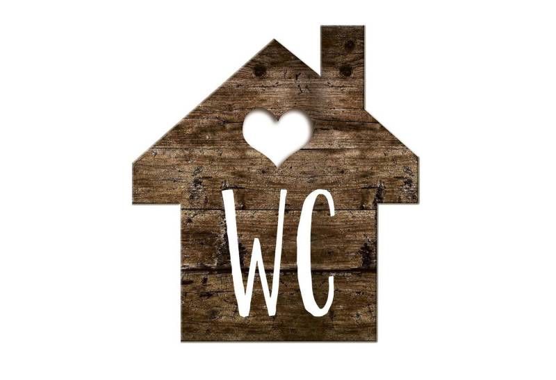 Metallschild WC-Schild Häuschen in Holz-Optik, Alu Dibond von Logbuch-Verlag