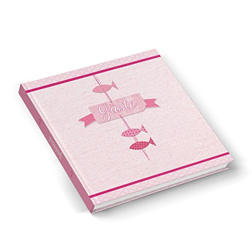 Logbuch-Verlag Gästebuch rosa pink 21 x 21 cm Fische Motiv Kommunion Taufe Firmung Mädchen von Logbuch-Verlag