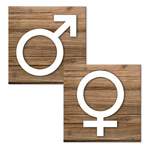 Logbuch-Verlag SET 2 Stück WC Schild Frau und Mann - Männer + Frauen Gender-Zeichen Toilette selbstklebend Toilettenschild Türschild Holz-Optik braun weiß 12x12 cm Logbuch-Verlag SET 2 Stück WC Schild Frau und Mann - Männer + Frauen Gender-Zeichen Toilette selbstklebend Toilettenschild Türschild Holz-Optik braun weiß 12x12 cm von Logbuch-Verlag
