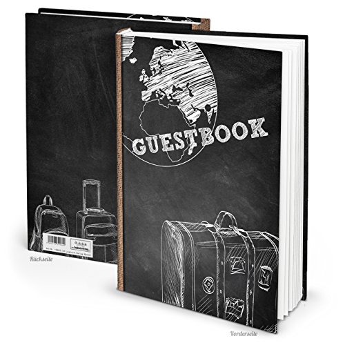 Logbuch-Verlag Guestbook Gästebuch international mit englischem Titel schwarz weiß mit leeren Seiten Tourismus Hotel Pension Gäste Buch von Logbuch-Verlag