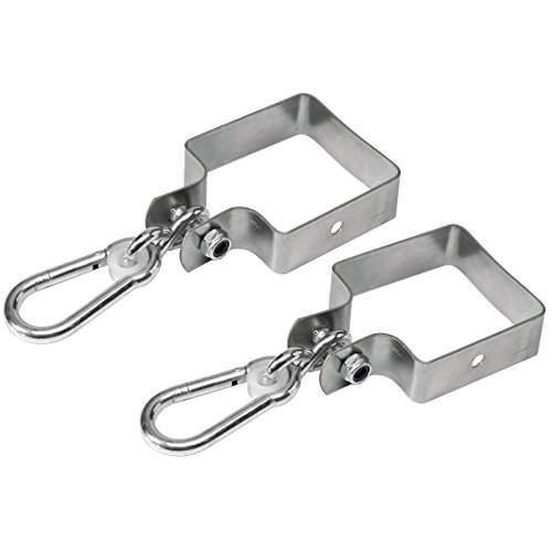 Loggyland 2er-Set Schaukelschelle Vierkant 12x12cm Schaukelhaken rundum für Kantholz mit Karabiner zum Einhängen für den Schaukelsitz 120x120 von Loggyland