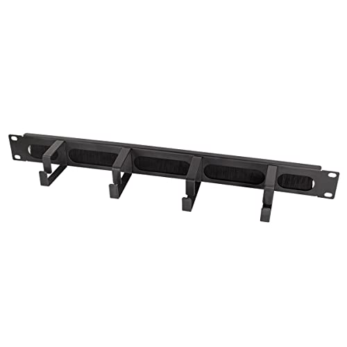 LogiLink Professional OR106B - 19"-Kabelführungspanel mit 4 Stahlbügeln und Bürstenleiste, schwarz von Logilink