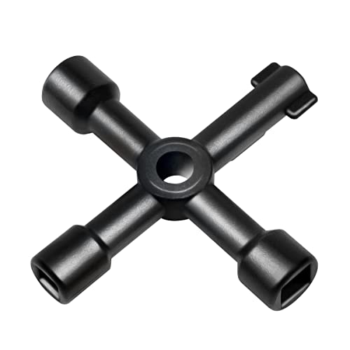 LogiLink WZ0072 - Universal-Kreuzschlüssel für Schaltschränke & Wasserabsperrsysteme mit Vierkant (6, 8 mm), Doppelbart (5,5 mm), Dreikant (10 mm) von LogiLink Professional