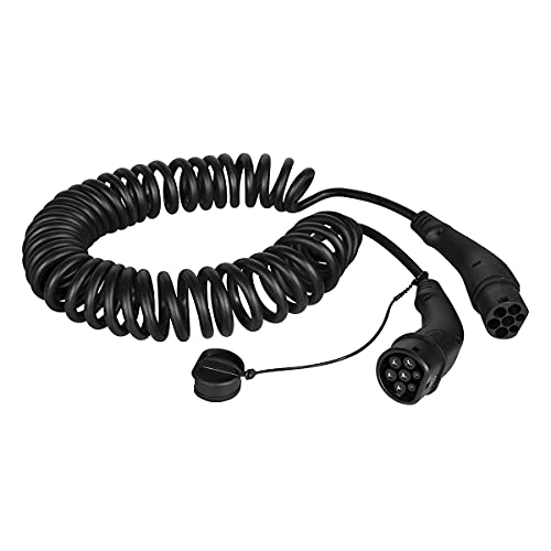 Harting EVC0113 - E-Auto-Ladekabel Typ 2, spiral, 3-phasig, 20 A, 11 kW, 5 m/ZERTIFIZIERTES KABEL von Logilink