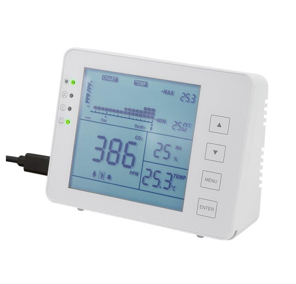 LogiLink Raumluft-Qualitätssensor CO2-Messgerät mit Ampel Temperaturanzeige und Luftfeuchtigkeitsanzeige von LogiLink