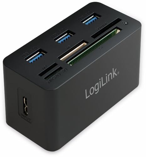 LogiLink CR0042 USB 3.0 Hub mit All-in-One Card Reader (Micro SD / SD / MS / M2 / CF) Schwarz von Logilink