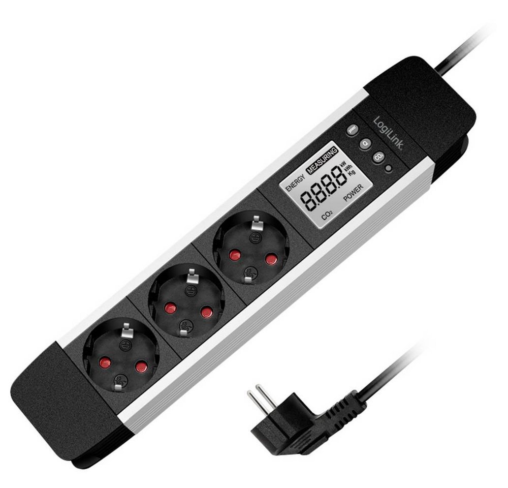 LogiLink LPS285 Steckdosenleiste, erhöhter Berührungsschutz, Stromverbrauchsmessung von LogiLink