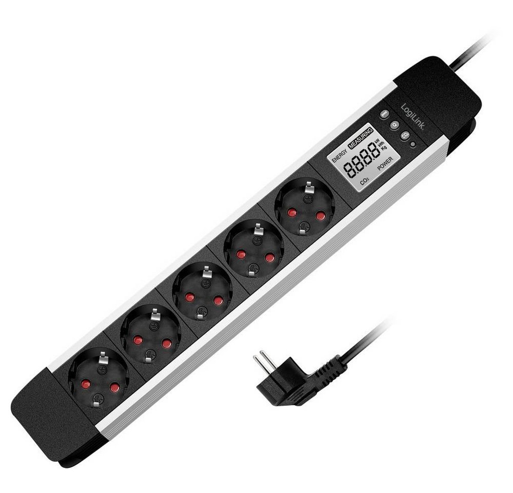 LogiLink LPS286 Steckdosenleiste, erhöhter Berührungsschutz, Stromverbrauchsmessung von LogiLink