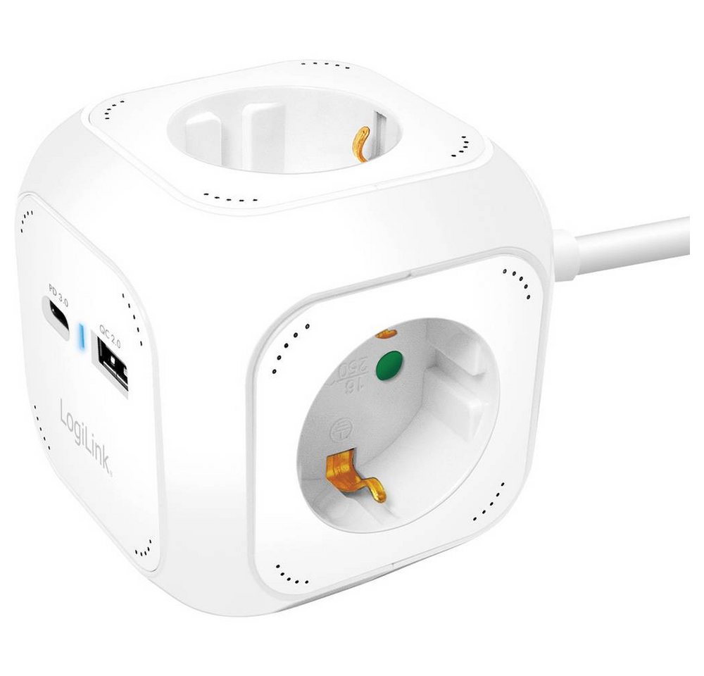 LogiLink LPS283U Steckdosenleiste, mit USB, mit USB-C®, Power Delivery von LogiLink