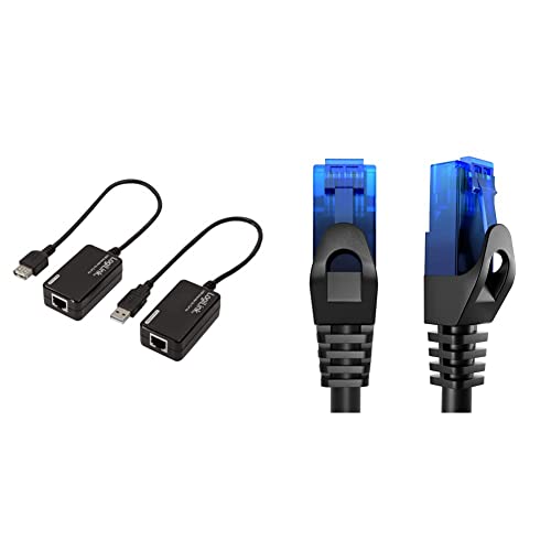 LogiLink UA0021D - USB 2.0 Extender (Verlängerung über RJ45 Kabel) bis zu 50 m & KabelDirekt - 15m - Netzwerkkabel, Ethernet, Lan & Patch Kabel (überträgt maximale Glasfaser Geschwindigkeit, blau) von Logilink