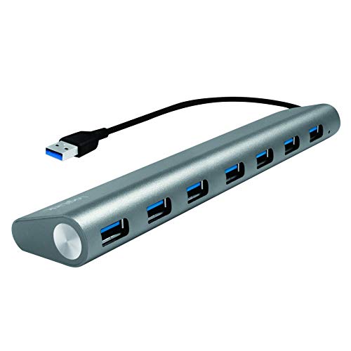 LogiLink UA0308 USB 3.0 Hub für PC/Laptop, 7-Ports Aluminiumgehäuse Silber von Logilink