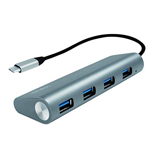 LogiLink UA0309 USB 3.1 Hub für PC/Laptop, 4-Ports Aluminiumgehäuse Silber von Logilink