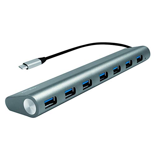LogiLink UA0310 USB 3.1 Hub für PC/Laptop, 7-Ports Aluminiumgehäuse Silber von Logilink