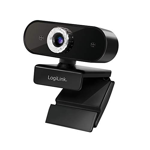 LogiLink UA0371 - Pro Full-HD-USB-Webcam mit Mikrofon für gestochen scharfe Videogespräche über Skype/Google Meet/FaceTime/FB Messenger/etc. von Logilink