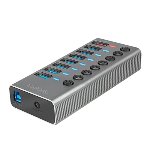 LogiLink UA0387 - USB 3.2 Gen 1 Hub, 7 Ports + 1x Schnell-Ladeport, EIN/Aus-Schalter, Aluminium LogiLink UA0387 - USB 3.2 Gen 1 Hub, 7 Ports + 1x Schnell-Ladeport, EIN/Aus-Schalter, Aluminium von Logilink
