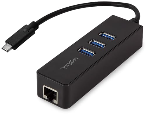 LogiLink USB 3.0 (Typ-C) zu Gigabit Netzwerk Adapter (RJ45) und 3x USB 3.0 (Typ-A) Hub von Logilink