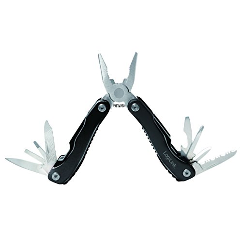 LogiLink WZ0044 11 in 1 MULTITOOL - Multifunktionales Überlebenswerkzeug- Zange im Taschenformat. ideal bei Autofahrten und Outdoor-Abenteuern., Schwarz/Silber von Logilink
