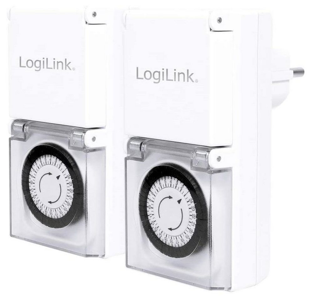 LogiLink Zeitschaltuhr ET0006A Mechanische Zeitschaltuhr, 2er Set, IP44, Outdoor von LogiLink