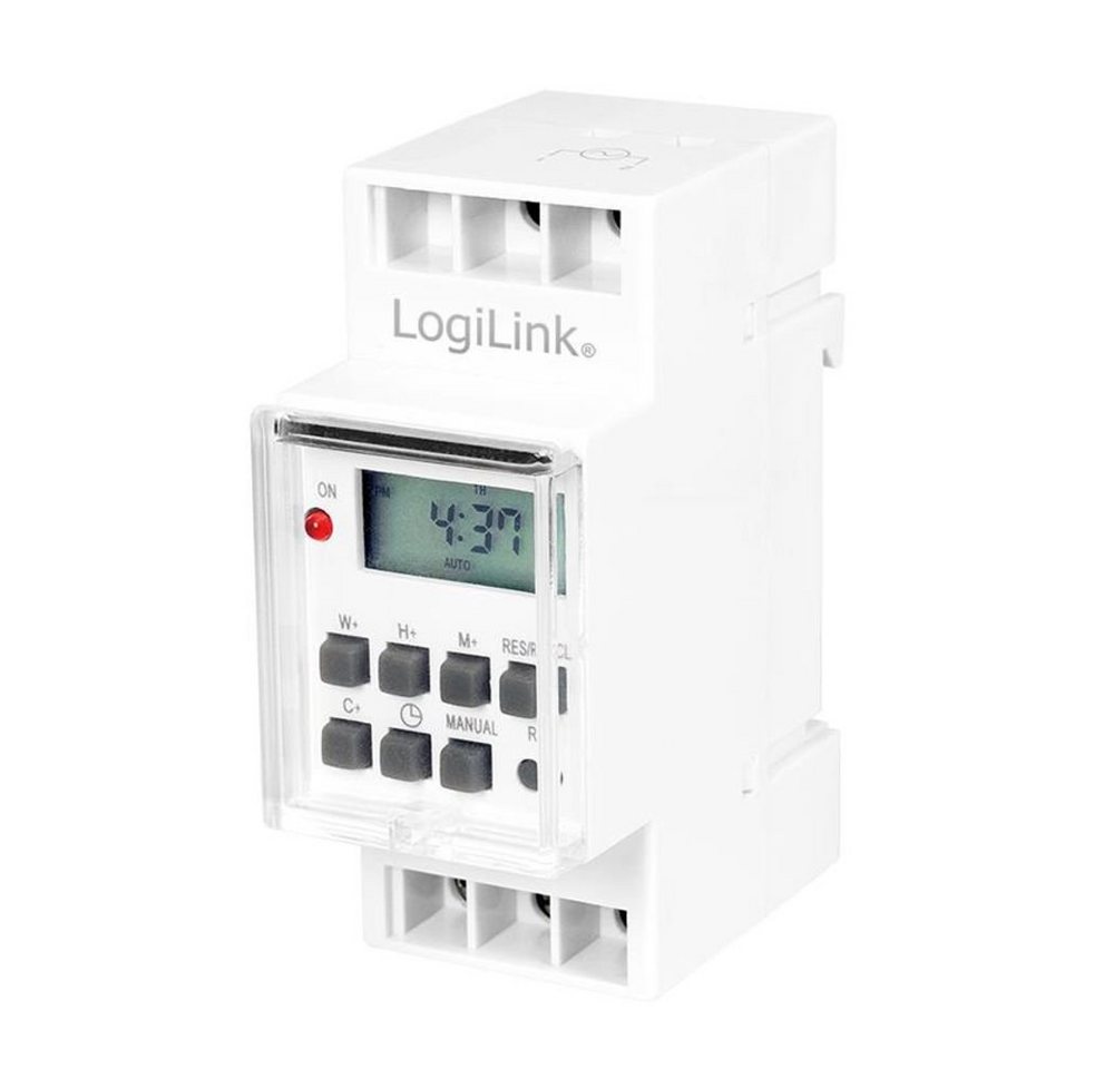 LogiLink Zeitschaltuhr ET0010 Zeitschaltuhr zur Hutschienenmontage, mit Timer und LCD von LogiLink