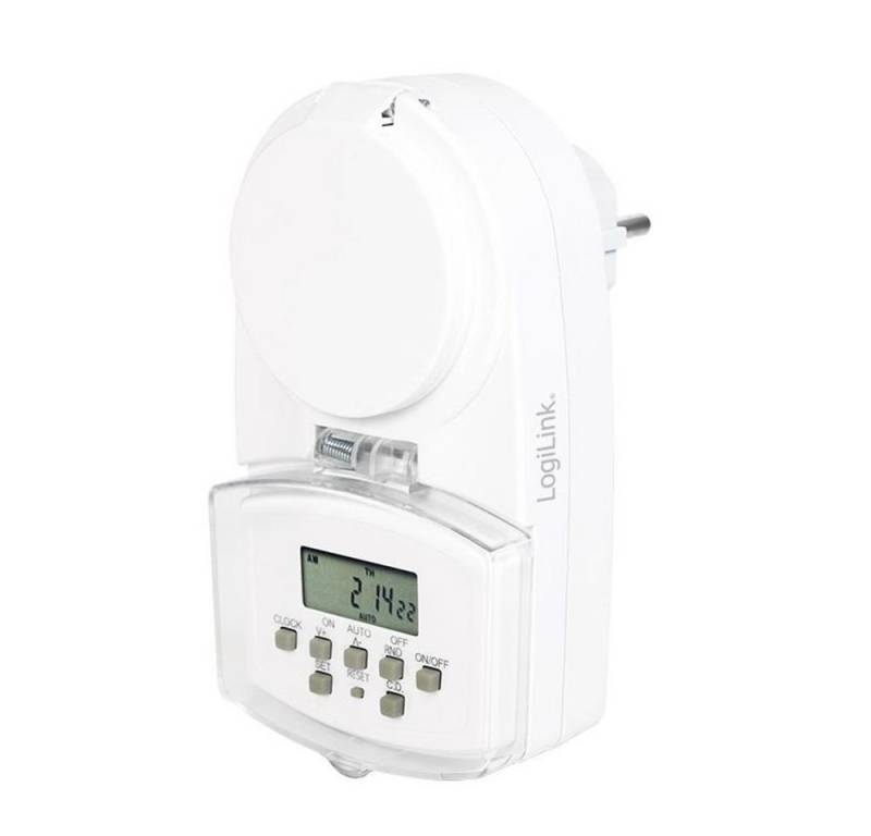 LogiLink Zeitschaltuhr für den Außenbereich, Weiss, IP44, LCD Display von LogiLink