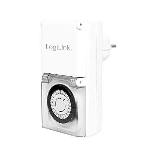 LogiLink ET0006 ET0006-Mechanische Zeitschaltuhr, IP44 zum Schutz gegen Spritzwasser und das Eindringen von Fremdkörpern >1 mm, Outdoor von Logilink