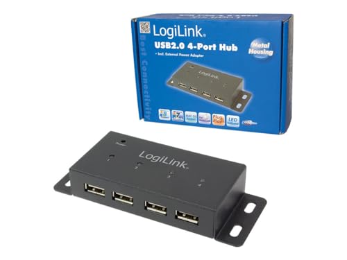 Logilink USB 2.0 Hub mit 4-Ports aus Metall in schwarz von Logilink