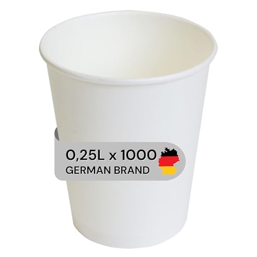 LogiPack 1000 Stück Pappbecher 250ml / 8 oz Ø 80 mm Braun - Bio Einwegbecher plastikfrei - Kaffeebecher Nachhaltig & Recycelbar - Für Kaffee, Smoothies, und mehr (250ml / 8oz (1000 Stück)) von LogiPack GeRo