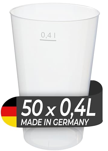 LogiPack GeRo 50 Mehrwegbecher 400ml Made in Germany | Wiederverwendbar | transparent aus PP (Trinkbecher 0,4l) von LogiPack GeRo