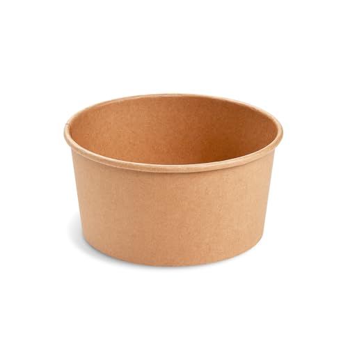 LogiPack GeRo 50 Stück Kraft-Karton Salatschale, 1000ml Ø150mm x 75mm höhe | ideal zum Transportieren von Salaten und Bowls, Karton-Schale braun rund (Schale) von LogiPack GeRo
